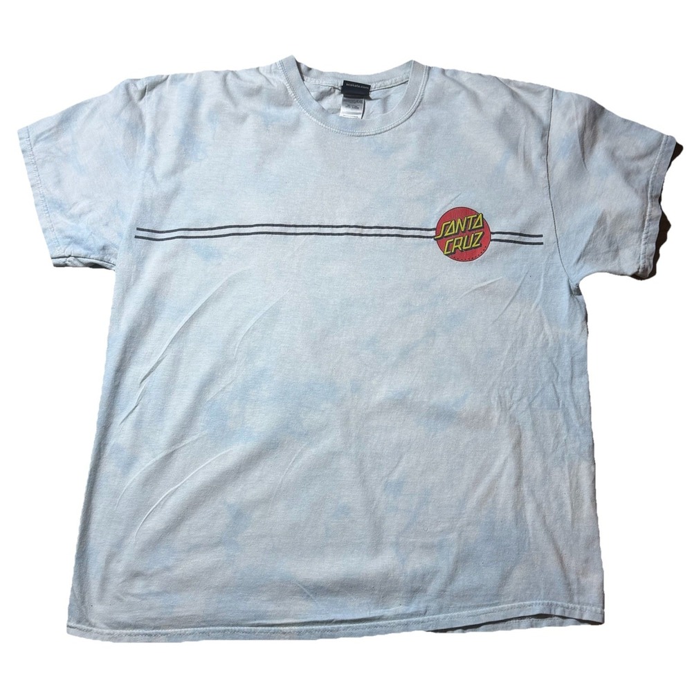 Y2K Santa Cruz Skateboards Logo T Shirt Faded White Skate Surf Streetwear